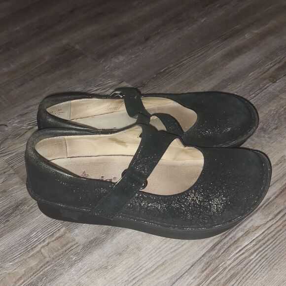 Alegria Day 553 black glitter Mary Jane shoes Sz 37 - Picture 5 of 6